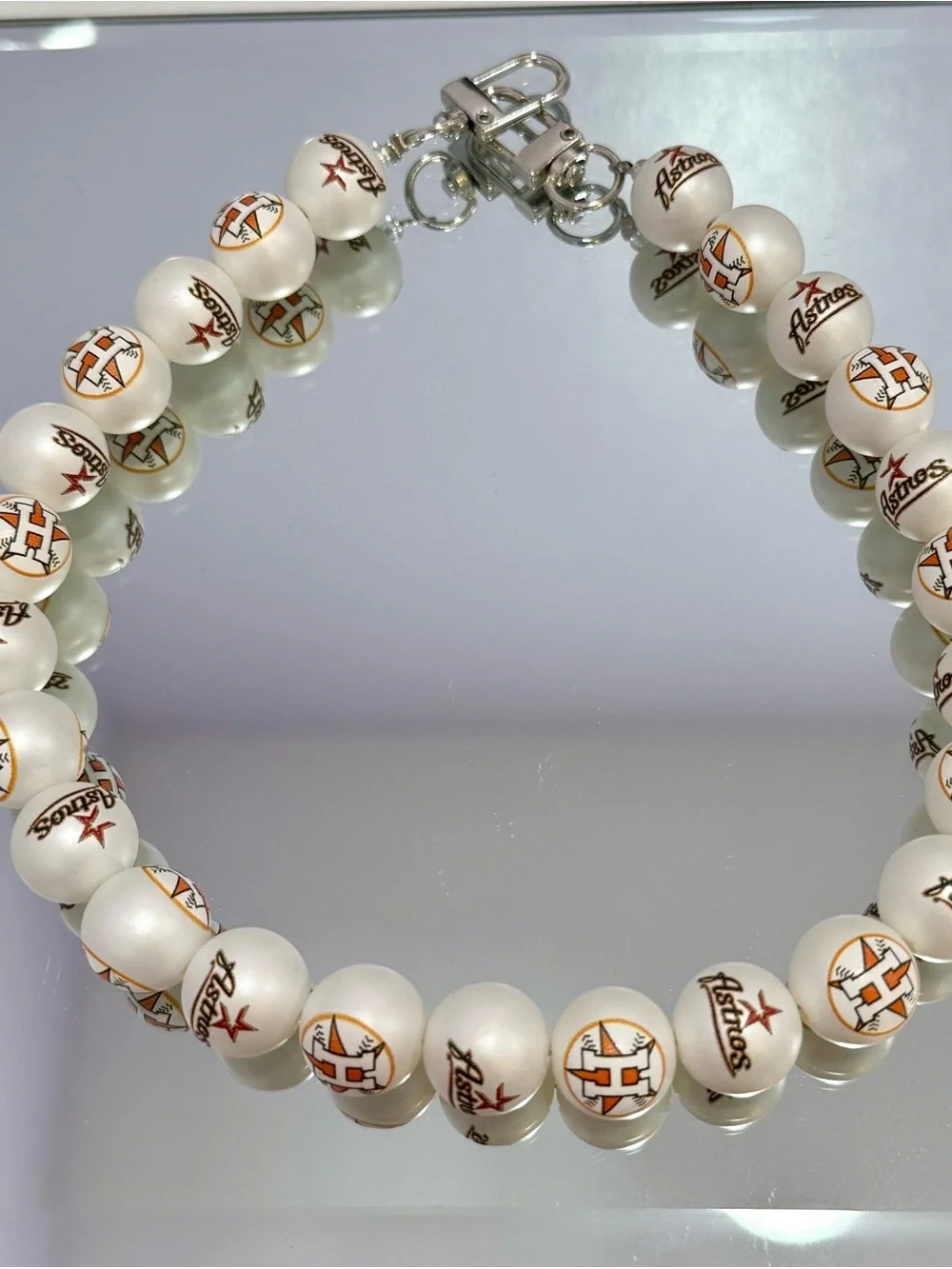 New Houston Astros White Bead Bag Chain 18 inches